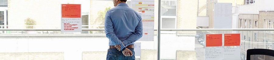 A person looking outside, thinking about PMP Certification